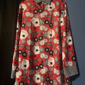 Red Dice and Cards Patterned Shirt